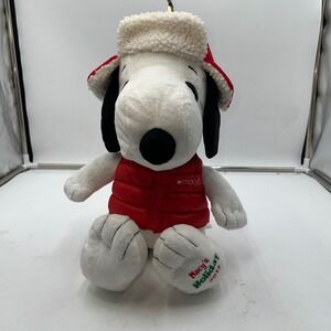 Snoopy Plush Toy Macy's Holiday 2015 Red Puffer Vest Hat Stuffed Animal